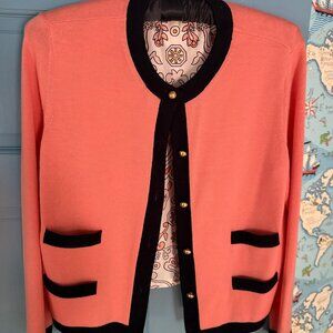 Tory Burch Pink Cardigan Easter Gold Buttons